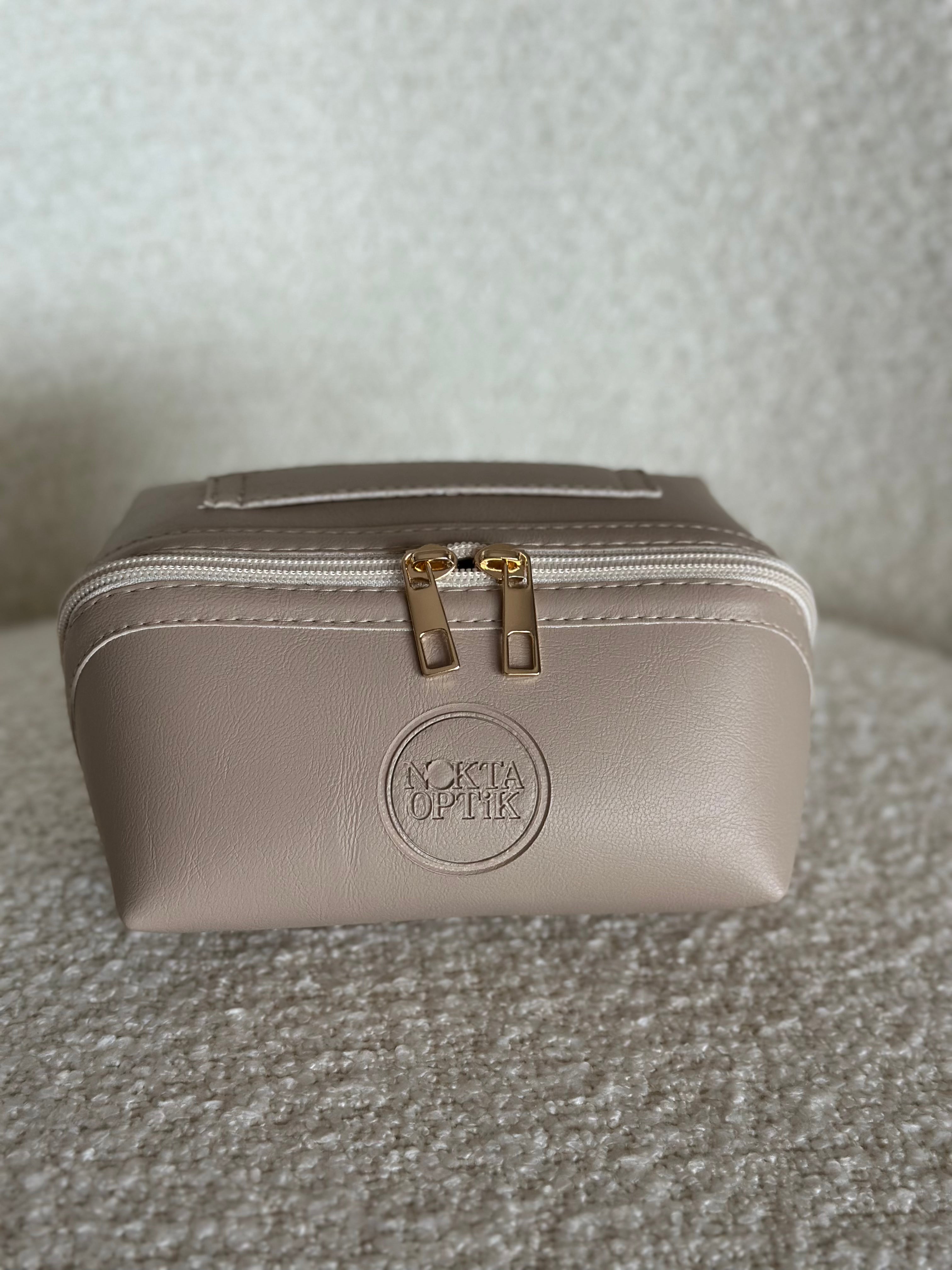 Deri Çoklu Gözlük ve Seyahat Çantası | Bej