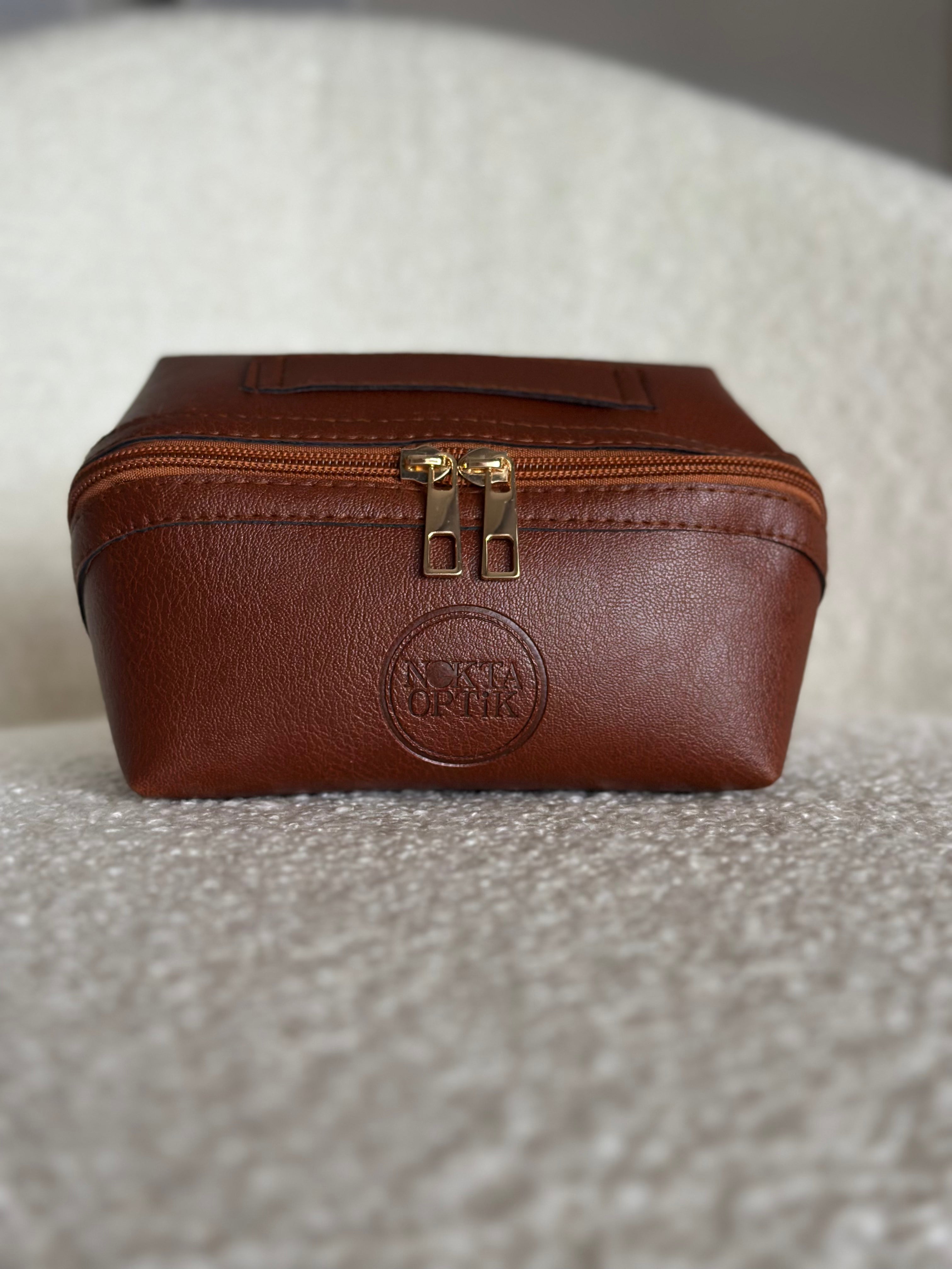 Deri Çoklu Gözlük ve Seyahat Çantası | Kahverengi