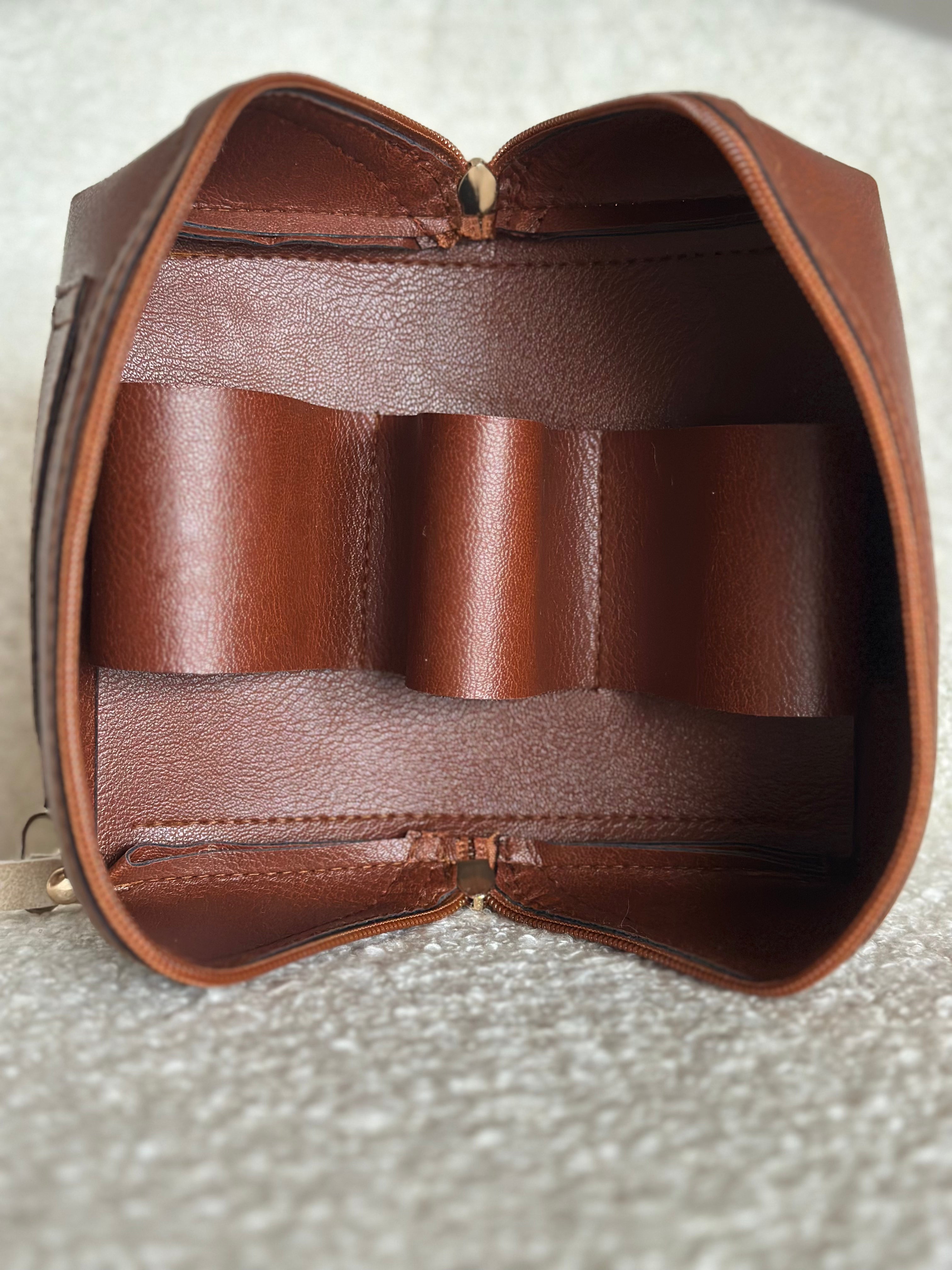 Deri Çoklu Gözlük ve Seyahat Çantası | Kahverengi